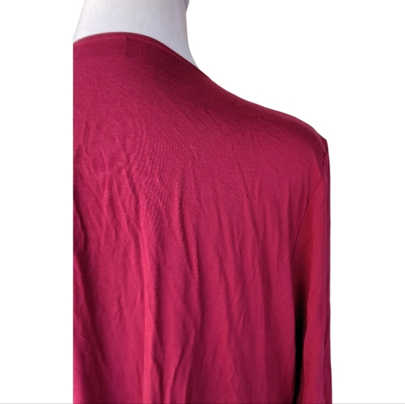 Logo by Lori Goldstein Burgundy Red Tie Front Cardigan With Lace Details Large - Picture 6 of 8